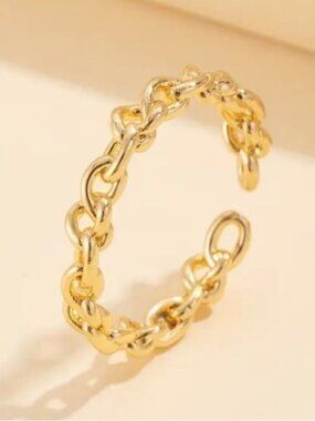 3/$25 Golden Irregular Chain Link Open Ring Size is Adjustable Unisex Metal
